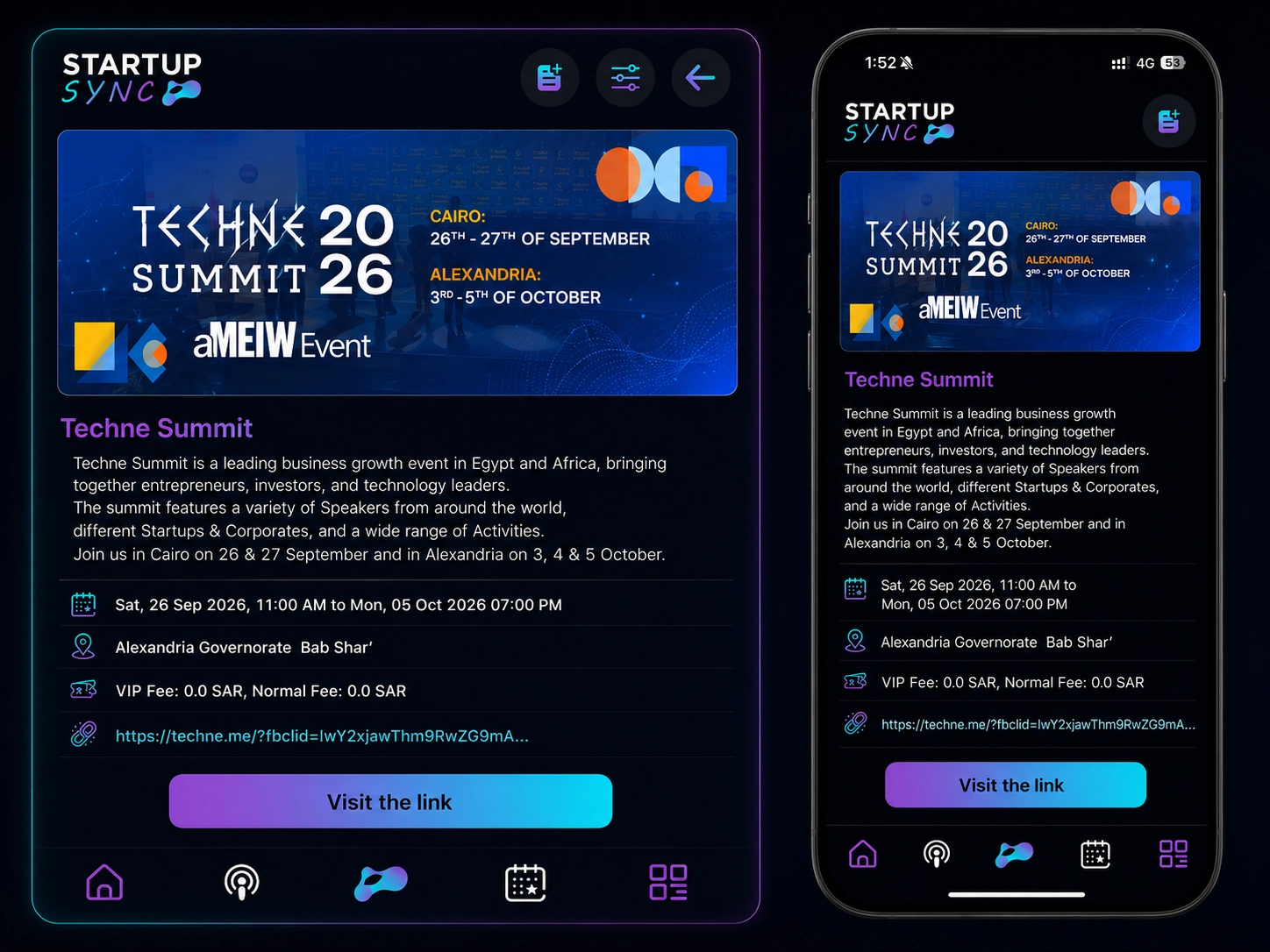 Startup Sync events calendar